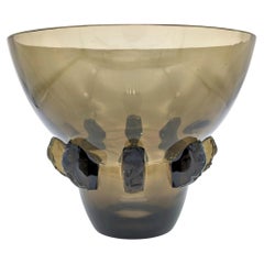 Vase art déco en verre topaze "Carthage" de René Lalique