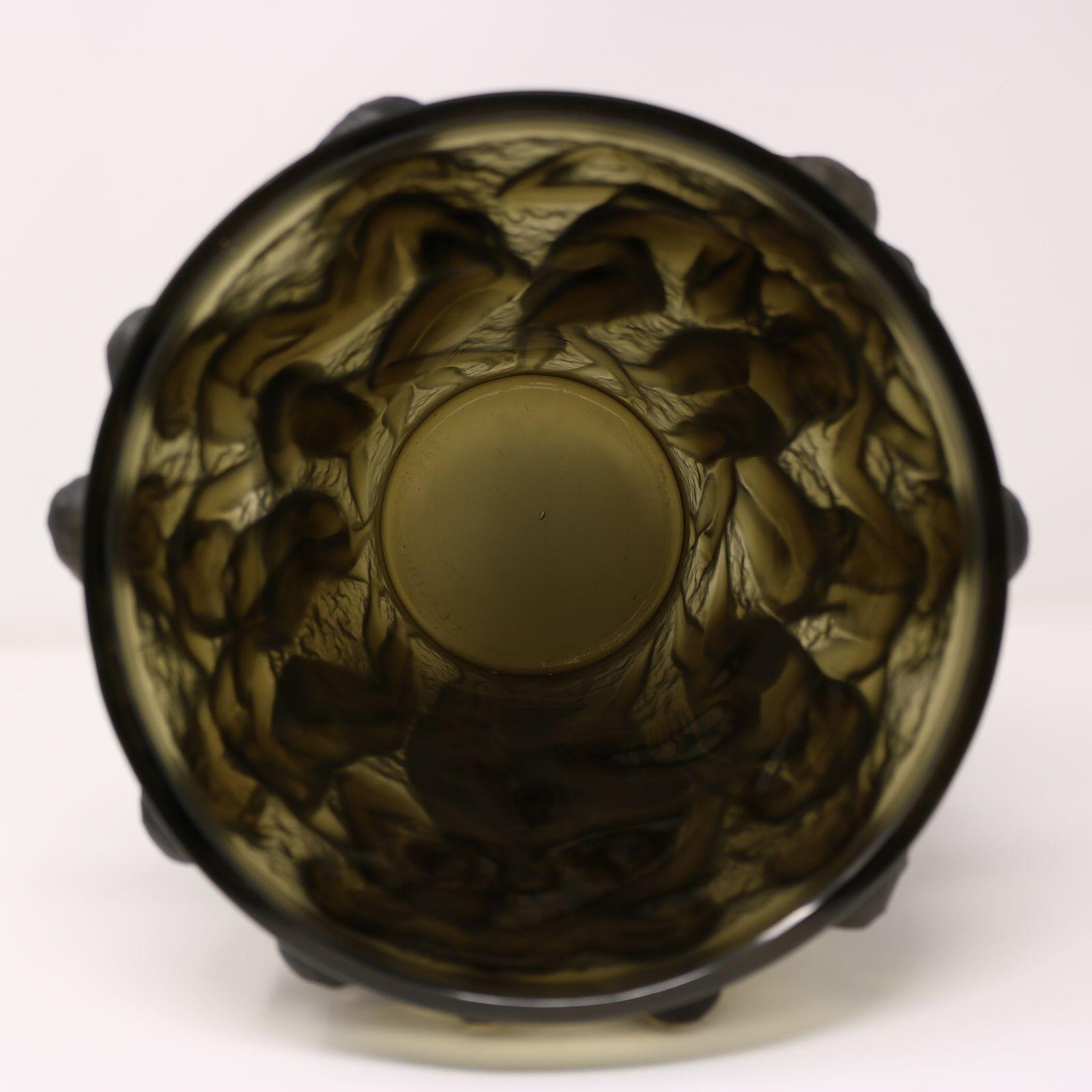 Rene Lalique Topaz Glass Bacchantes Vase 4