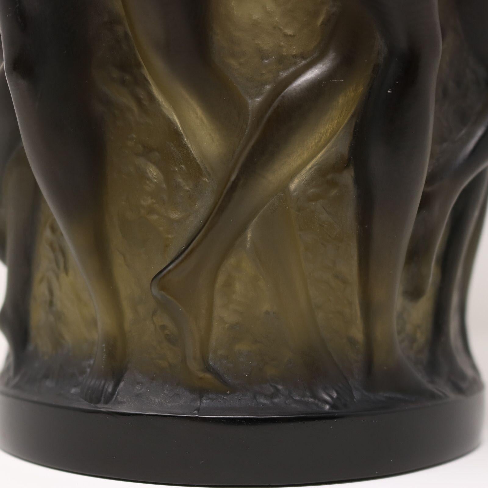 Rene Lalique Topaz Glass Bacchantes Vase 5