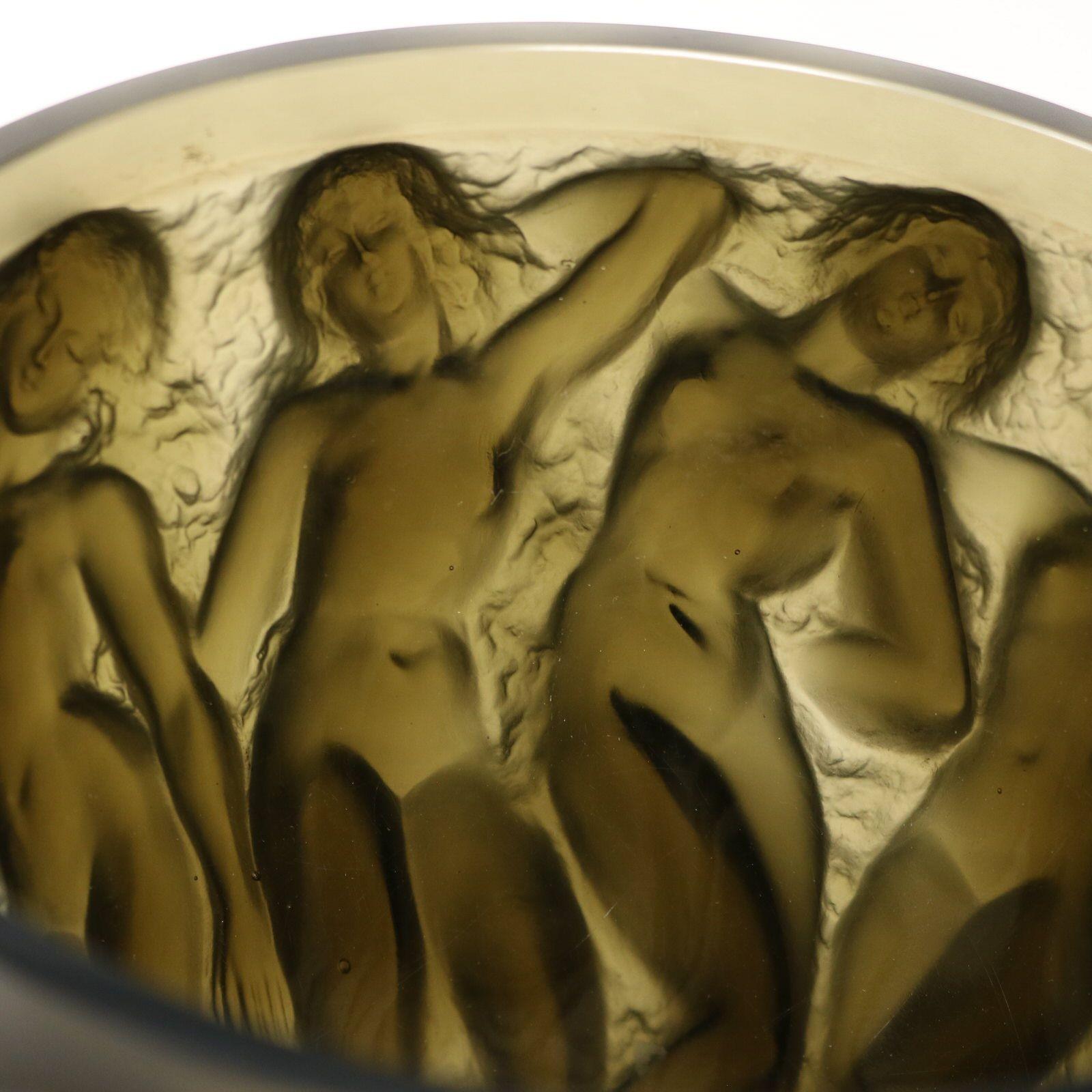 Rene Lalique Topaz Glass Bacchantes Vase For Sale 7