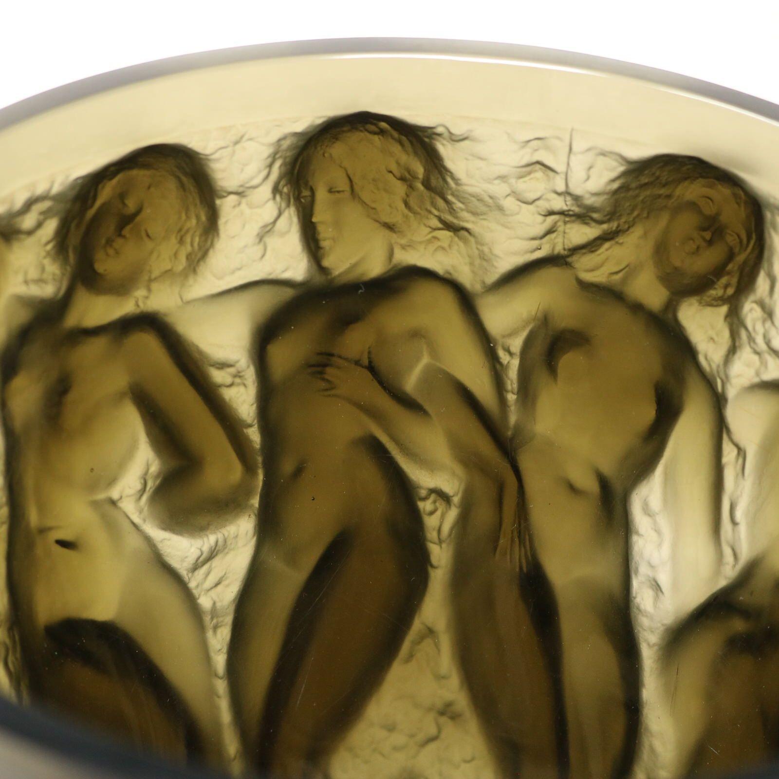 Rene Lalique Topaz Glass Bacchantes Vase For Sale 8