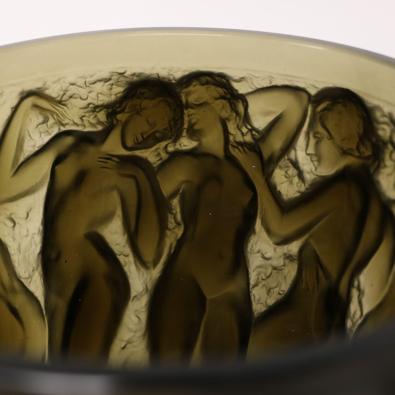 Rene Lalique Topaz Glass Bacchantes Vase 8