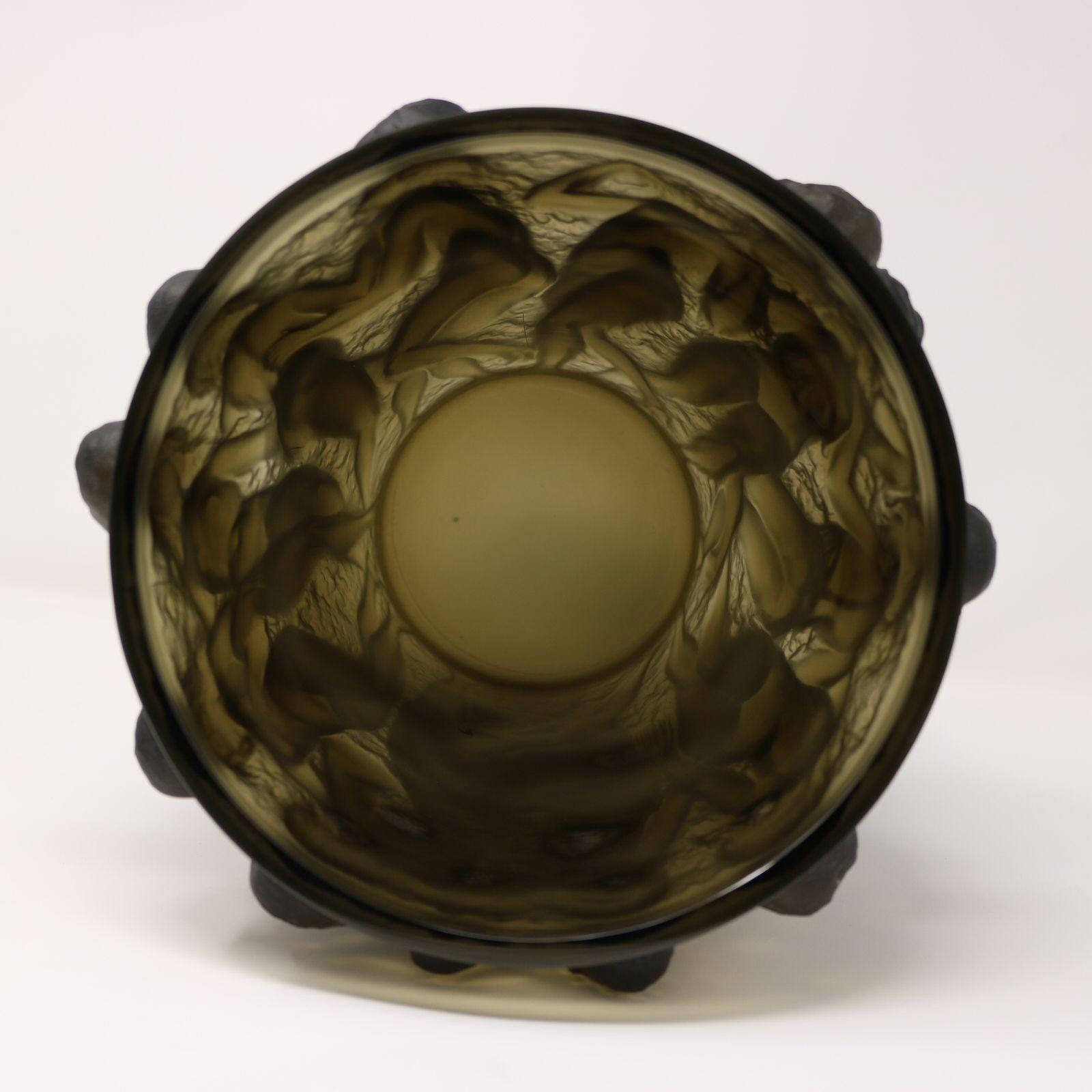 Rene Lalique Topaz Glass Bacchantes Vase For Sale 10