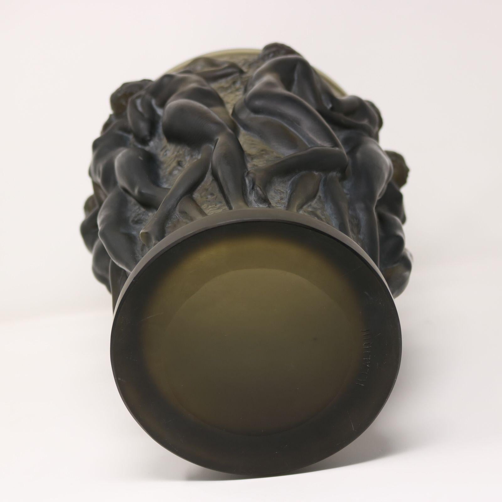 Rene Lalique Topaz Glass Bacchantes Vase For Sale 11