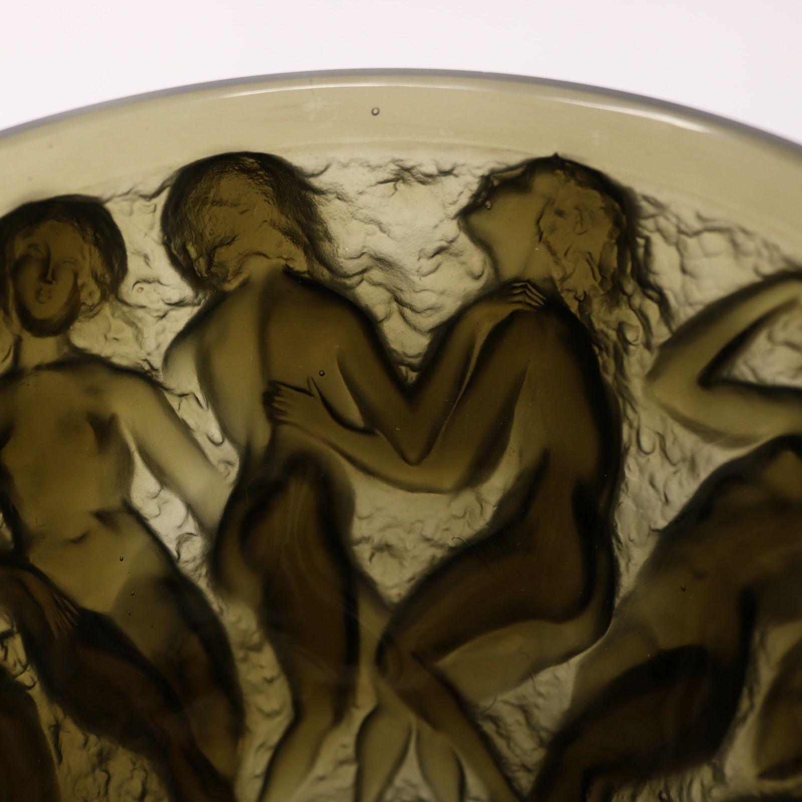 Rene Lalique Topaz Glass Bacchantes Vase 14