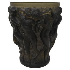 Antique Rene Lalique Topaz Glass Bacchantes Vase