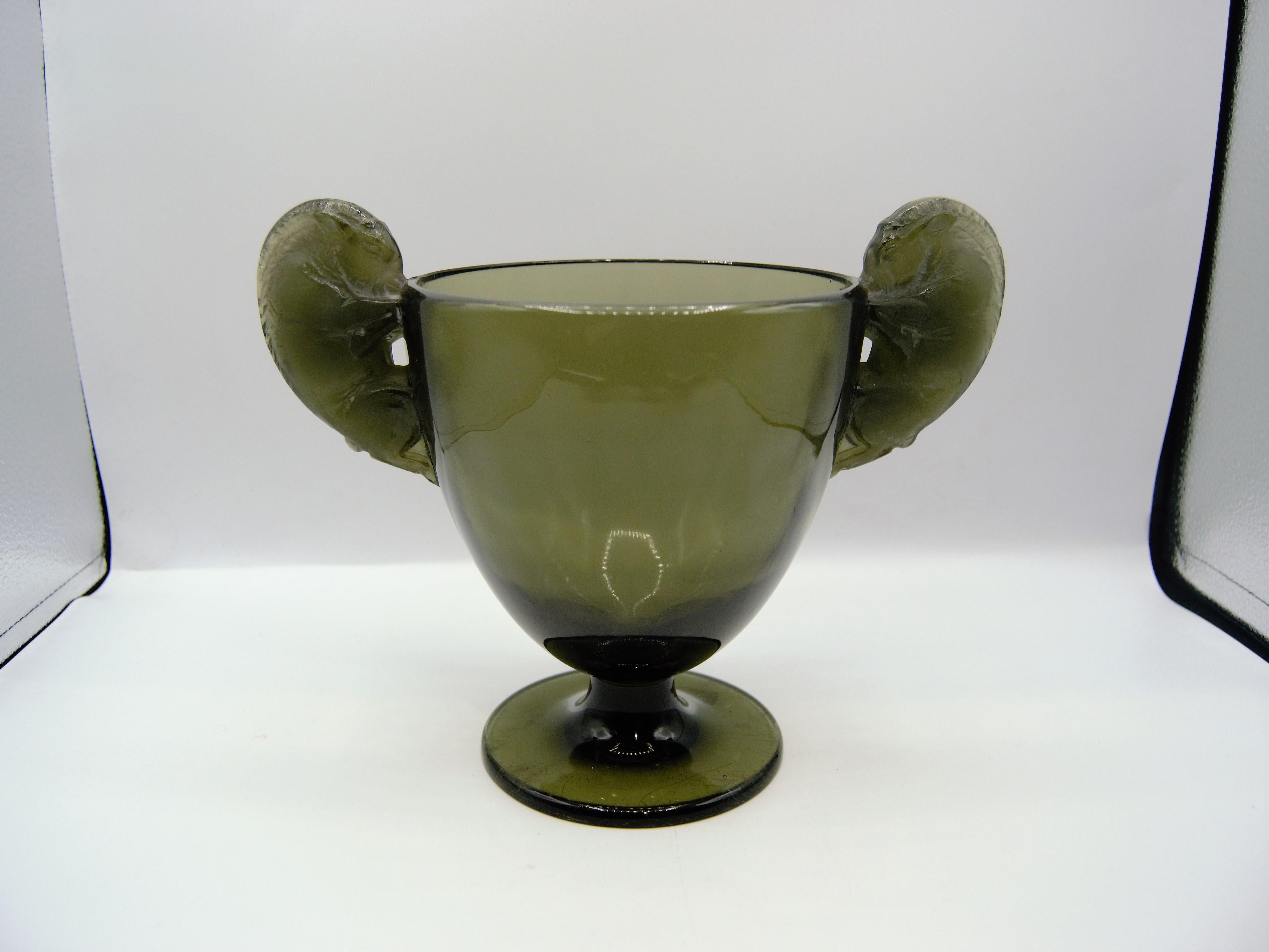 Art Deco René Lalique, Topaze Vase Beliers  For Sale