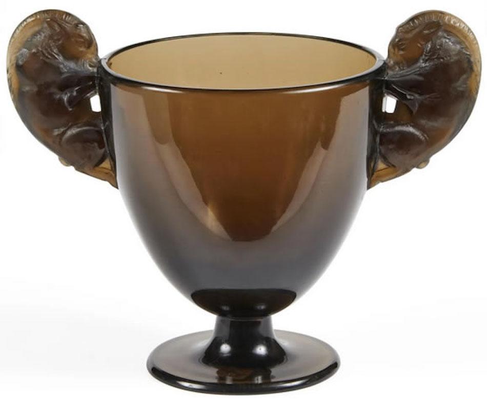 French René Lalique, Topaze Vase Beliers  For Sale