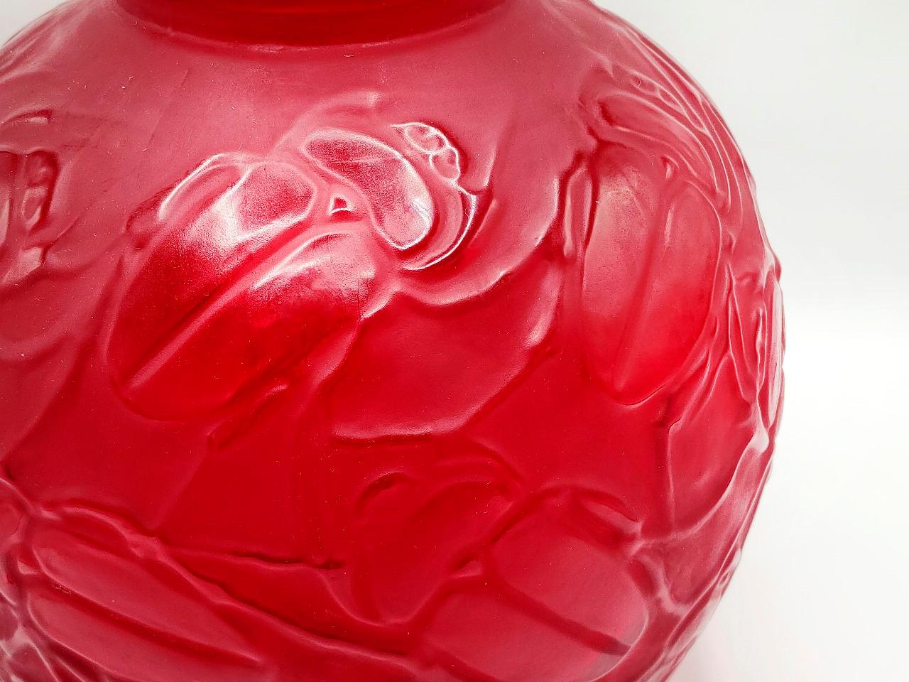 Glass Rene Lalique Vase Gros Scarabees C. 1923 For Sale