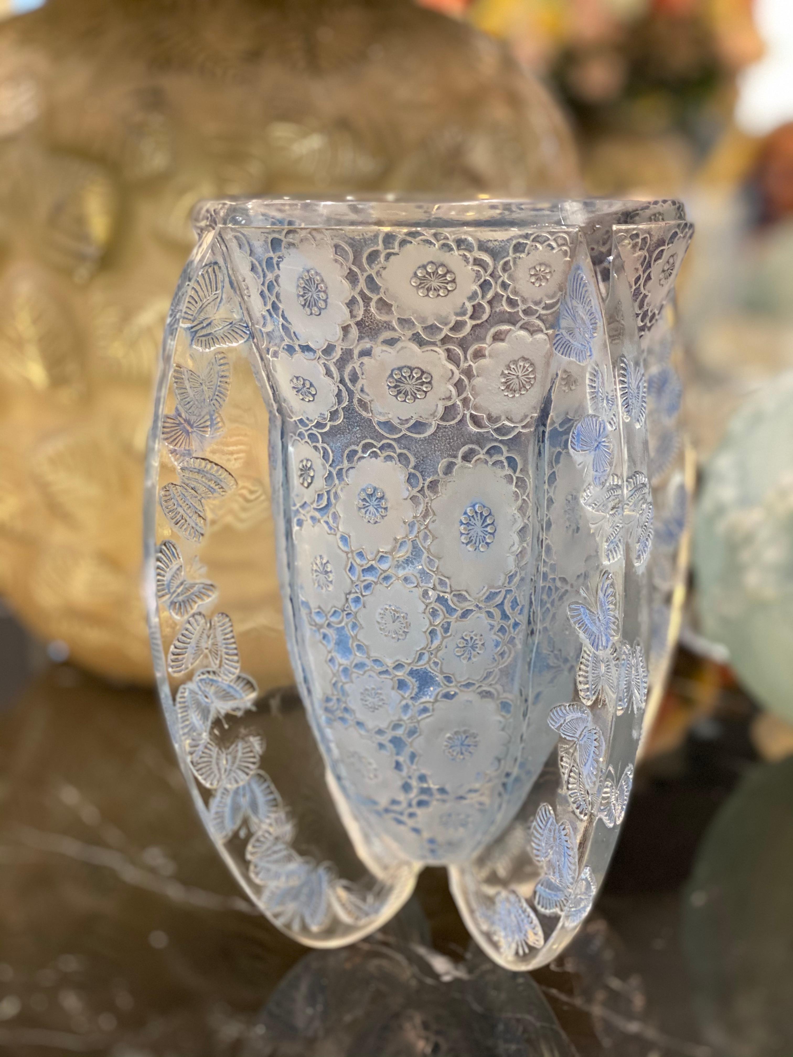 French René Lalique Vase Papillons