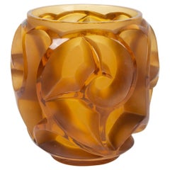 Antique René Lalique Vase "Tourbillon" Amber Teinted