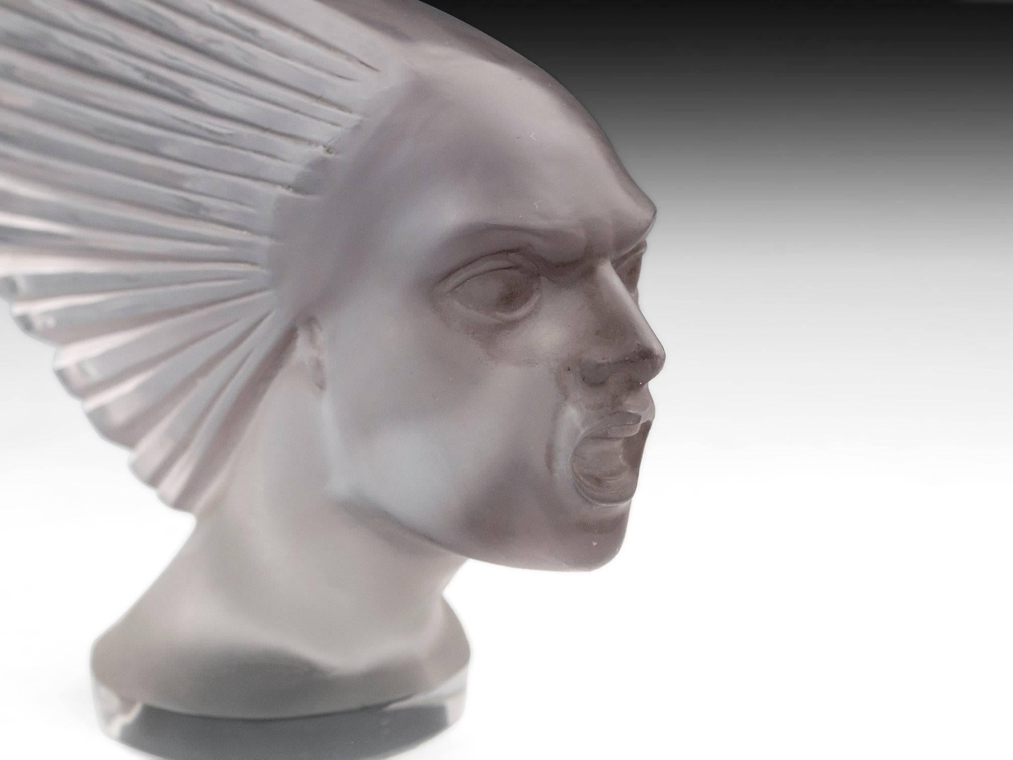 Art Deco Rene Lalique Victoire Spirit of the Wind Glass Car Mascot, 20th Century