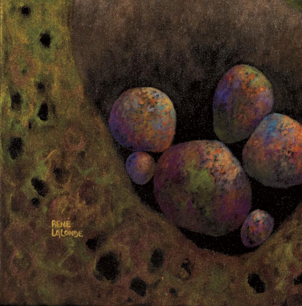 Alle soglie della serenità è un dipinto in acrilico su tela di 24 x 24 pollici, firmato 