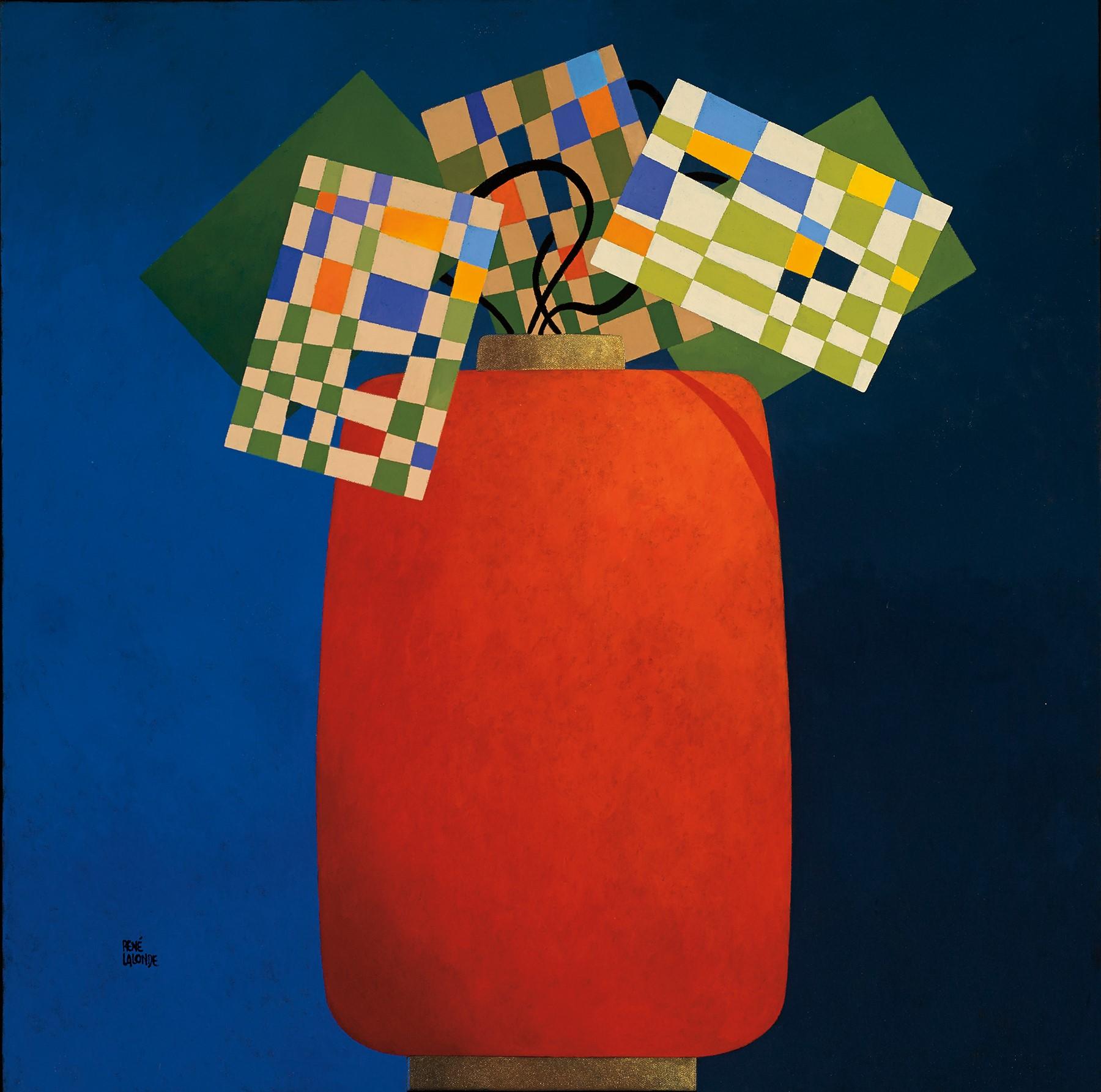 Fleurs and Square - Painting by René Lalonde