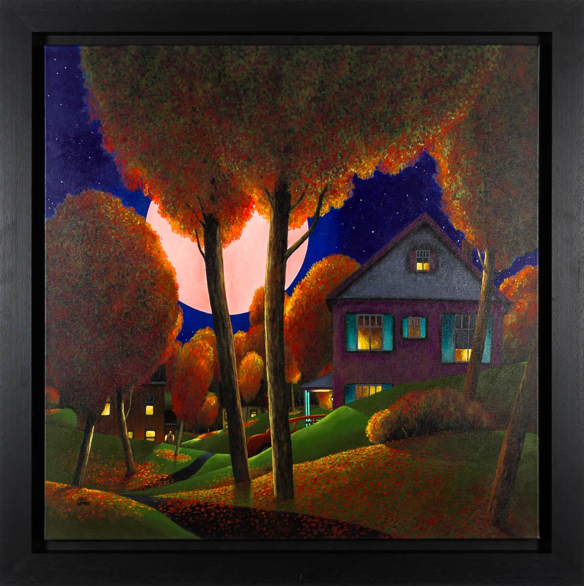 Joy and Beauty of Autumn by Night - Painting by René Lalonde