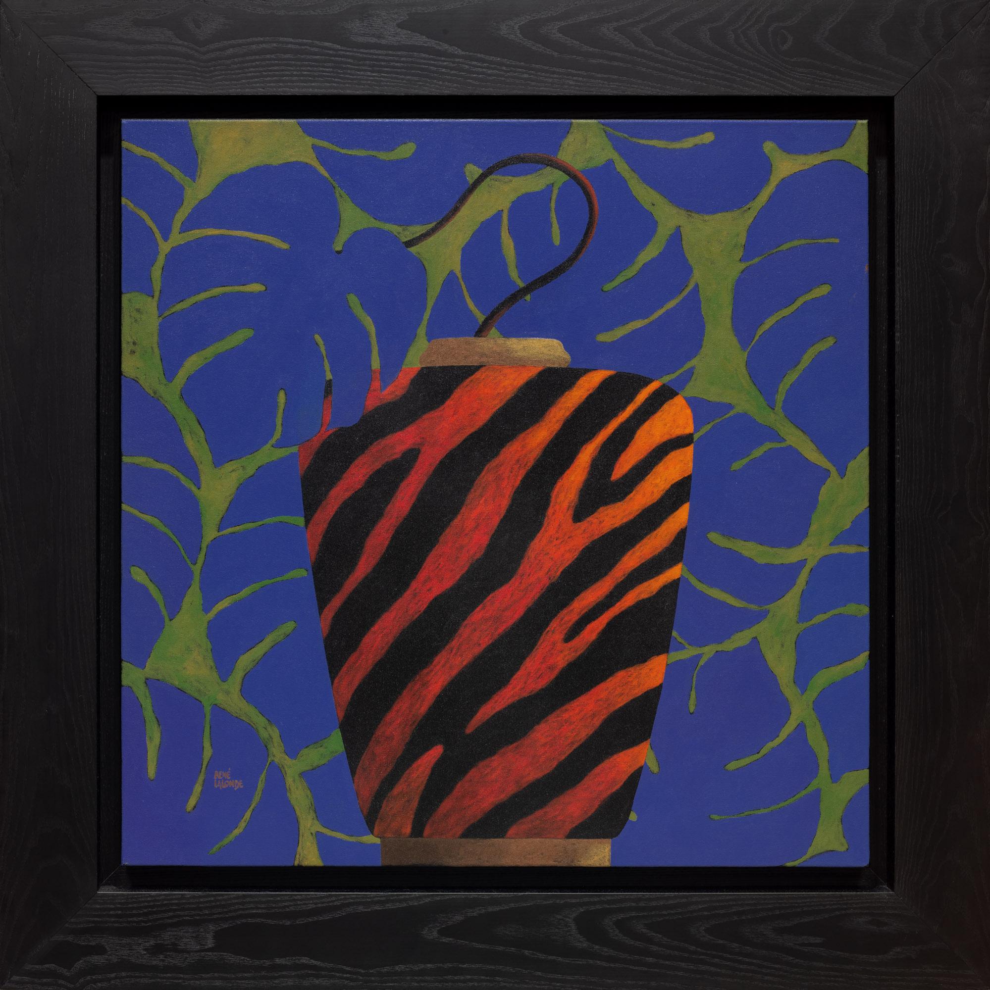 Orange Red Zebra Oddity is an acrylic painting on 30 x 30