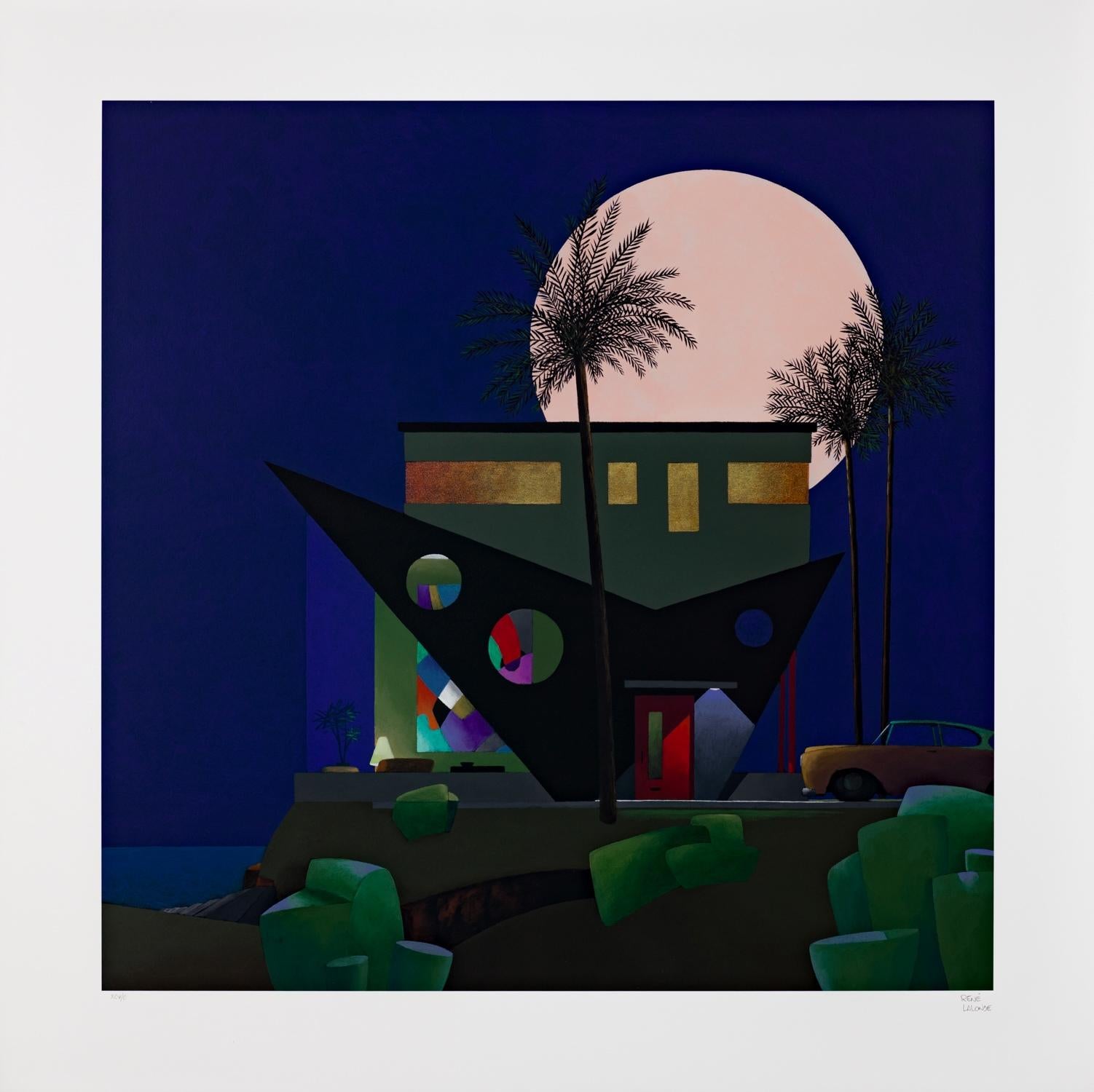 Futuristic Seashore Dream House - Print by René Lalonde