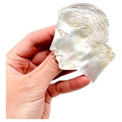 René Le Marchand for Schiaparelli 1930s Mother of Pearl Goddess Brooch