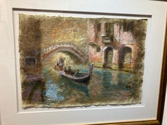 "Backwater, Canal scene in  Venice" Oil on Rag Paper
