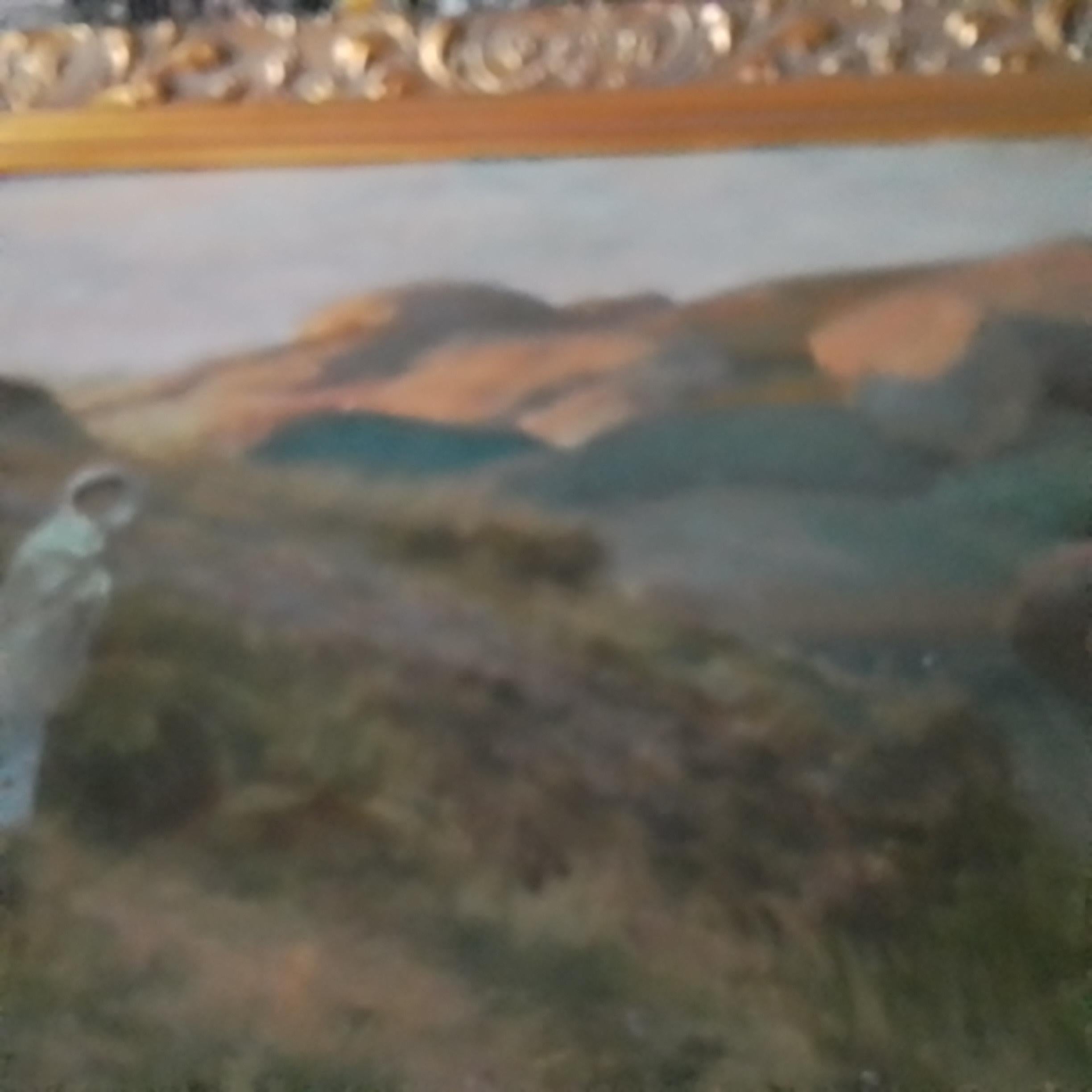 Óleo francés vintage de René Lelong- Dama en un camino junto al océano en venta 9