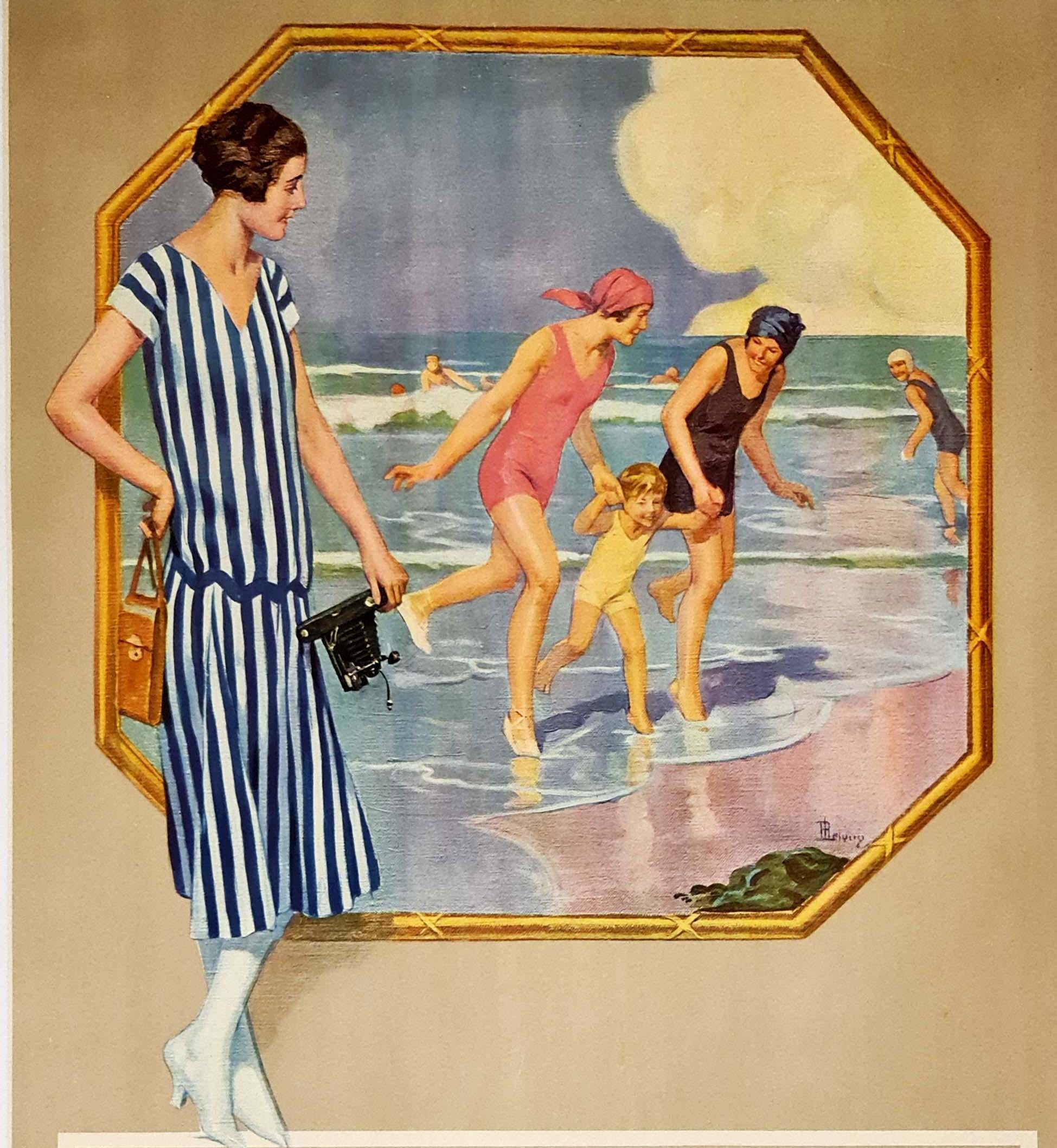 Beautiful advertising poster of the 1920s by René Lelong for the brand Kodak.

Kodak was founded by George Eastman and Henry A. Strong on May 23, 1892. For most of the 20th century, Kodak held a dominant position in the field of photographic