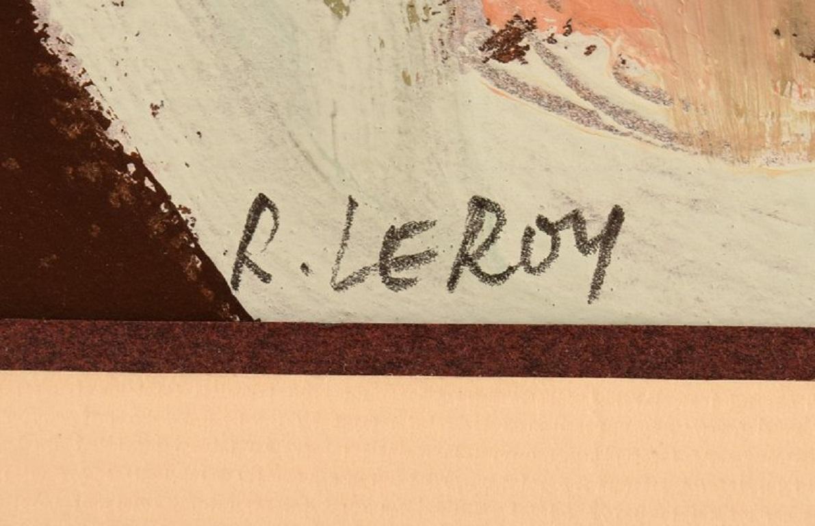 Modern René Leroy, French Artist, Pastel on Paper, 1980s For Sale