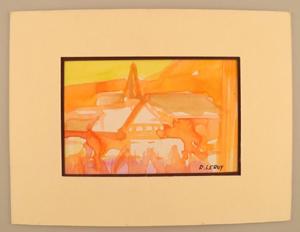 René Leroy (b. 1931), French artist. Watercolor on paper. 1980s.
Light dimensions: 15 x 10 cm.
Total dimensions: 24 x 18 cm.
In excellent condition.
Signed.