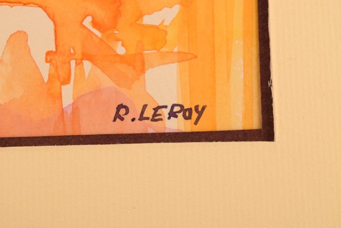 René Leroy, French Artist, Watercolor on Paper, 1980s In Excellent Condition For Sale In Copenhagen, DK