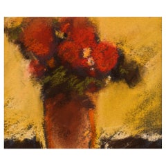 Pastel sur papier, artiste français Ren Leroy, années 1980