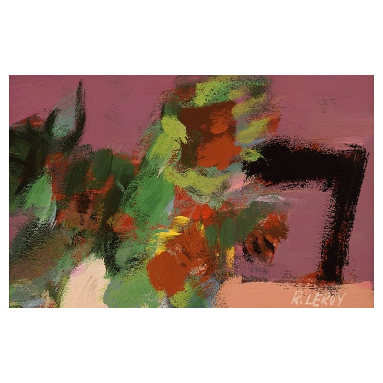 Ren Leroy, französischer Künstler, Pastell auf Papier, datiert 1992