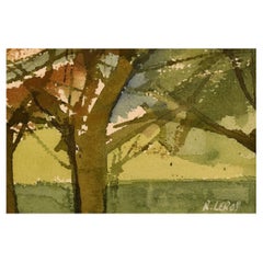 René Leroy, French Artist, Watercolor on Paper, 1980s