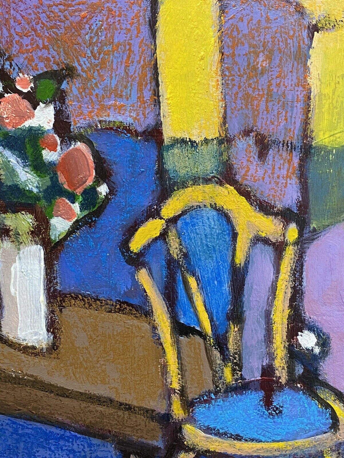 Artist/ School: Rene Leroy (French b. 1932)

Title: Abstract/ Cubist Composition Interior Scene with Flowers

Medium: oil painting on canvas

Size: painting: 10.75 x 8.75 inches

Provenance: all the paintings we have for sale by this artist,