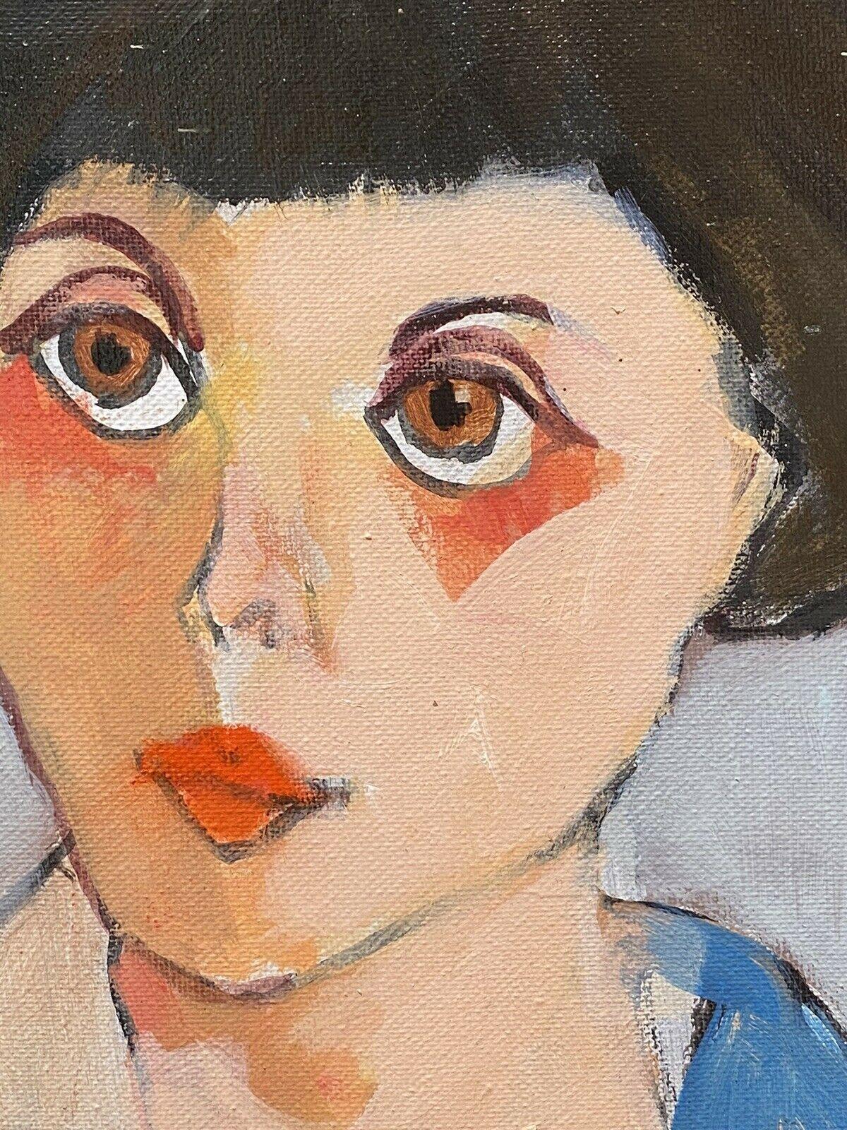 Rene Leroy, Pintura Modernista Contemporánea Francesa, Retrato de Cabeza de Dama Siglo XXI y contemporáneo