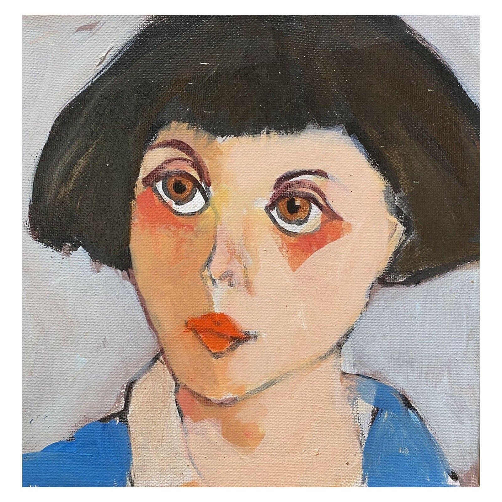 Rene Leroy, Pintura Modernista Contemporánea Francesa, Retrato de Cabeza de Dama
