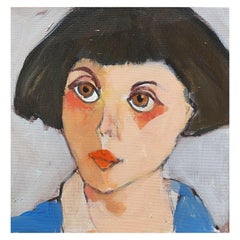 Rene Leroy, French Contemporary Modernist Painting, Head Portrait Of Lady