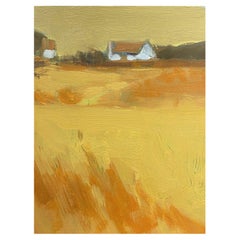 Rene Leroy, French Contemporary Modernist Painting, Warm Landscape at Dusk
