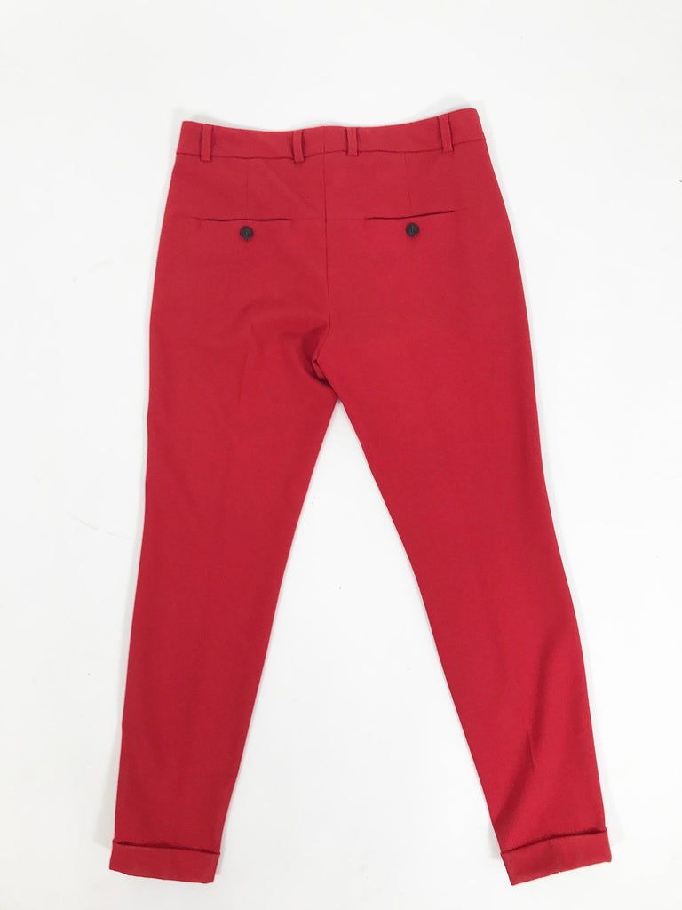 Rene Lezard Red Crepe Tapered Cuff Trousers 36 For Sale at 1stDibs | red  tapered trousers, red tapered slacks, rene lezard pants