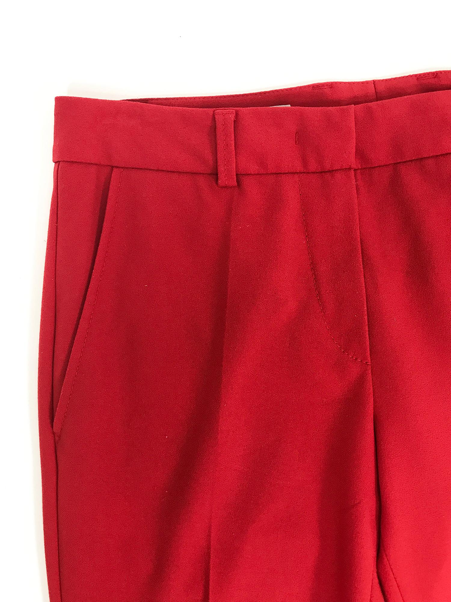 Rouge Rene Lezard - Pantalon à poignets effilés en crêpe rouge 36  en vente
