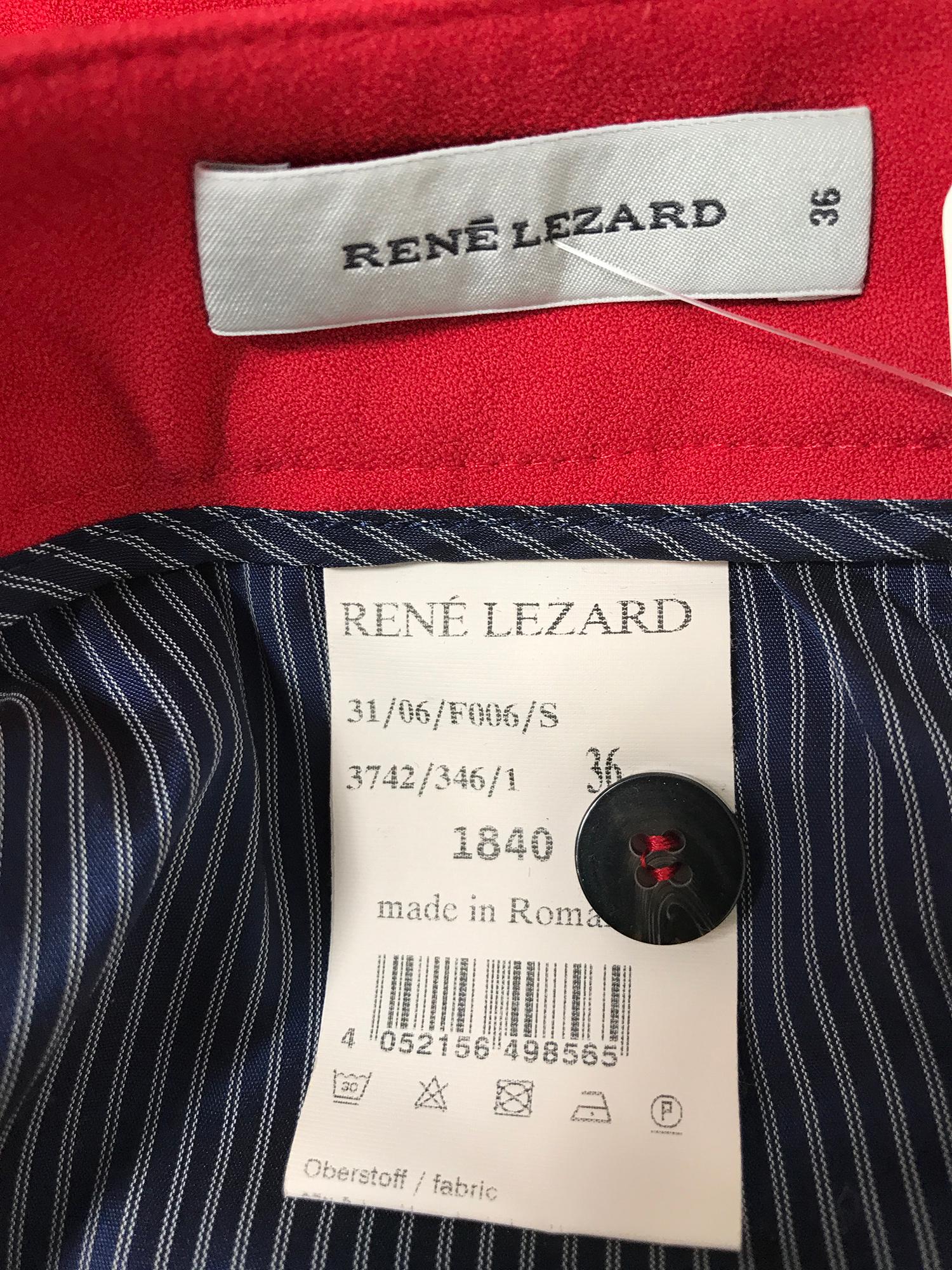 Rene Lezard - Pantalon à poignets effilés en crêpe rouge 36  en vente 4