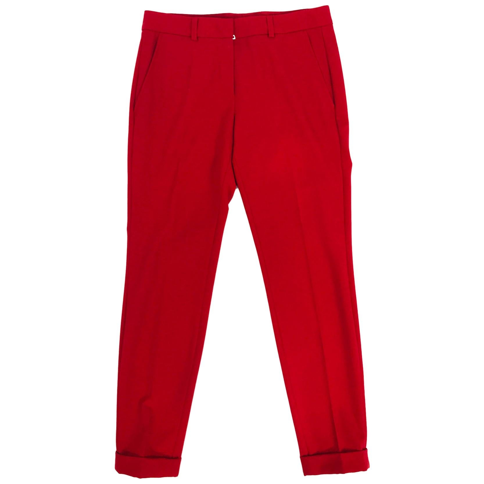 Rene Lezard Red Crepe Tapered Cuff Trousers 36  For Sale