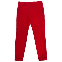 Rene Lezard Red Crepe Tapered Cuff Trousers 36 