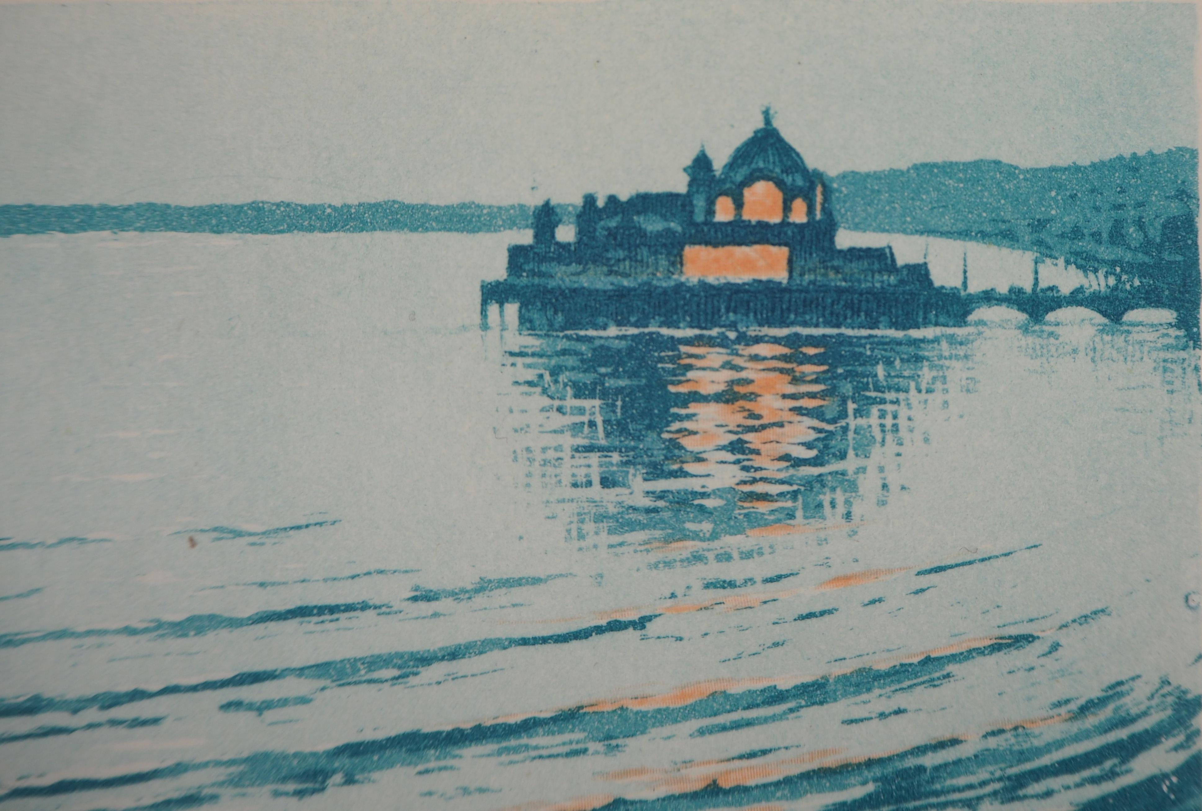 Dream of a Small Venice - Original-Radierung (Grau), Landscape Print, von René Ligeron