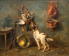 René Louis Crethien – Still Life of Hunting with Dog