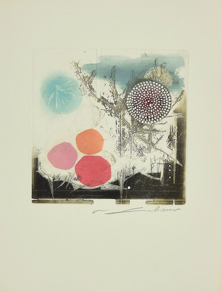 René Lubarow Abstract Print - Roses - Original Etching by Renée Lubarow - 1978