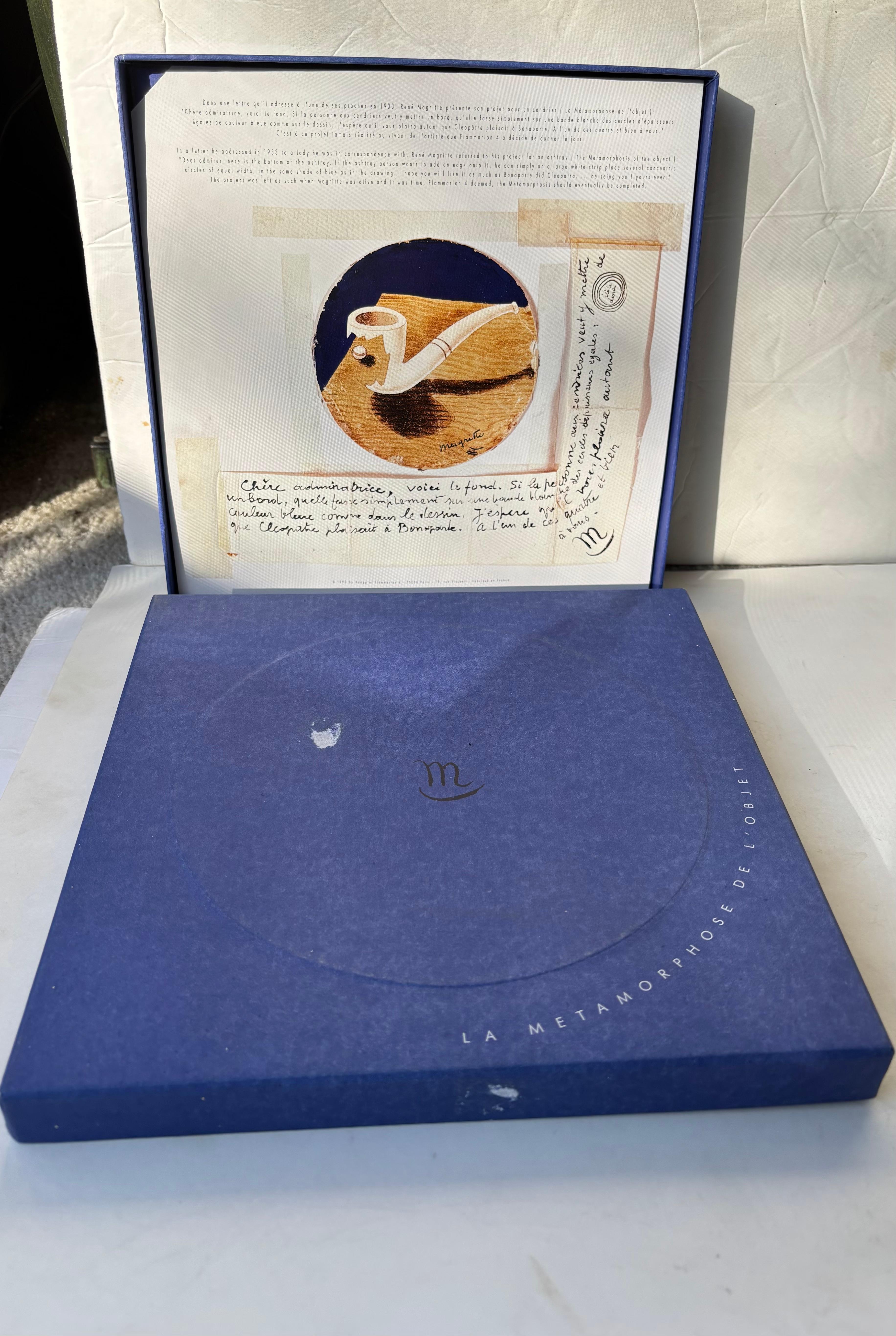 Cast Rene Magritte ceramic decorative plate , marked edition with original box . For Sale