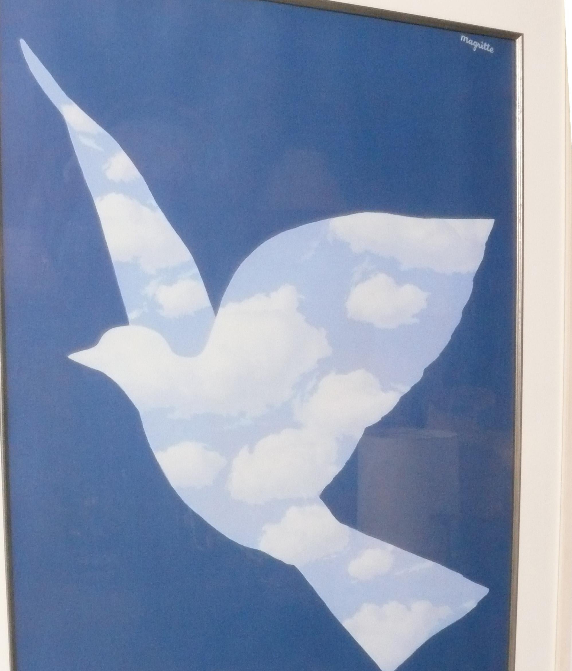 Art Deco Rene Magritte Lithograph L'Oiseau de Ciel Vibrant Colors Large Scale 43