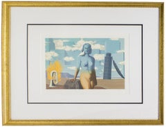 Magritte 1968 'Le Domaine Enchante (VI)' ENMARCADO Firmado a mano Mourlot