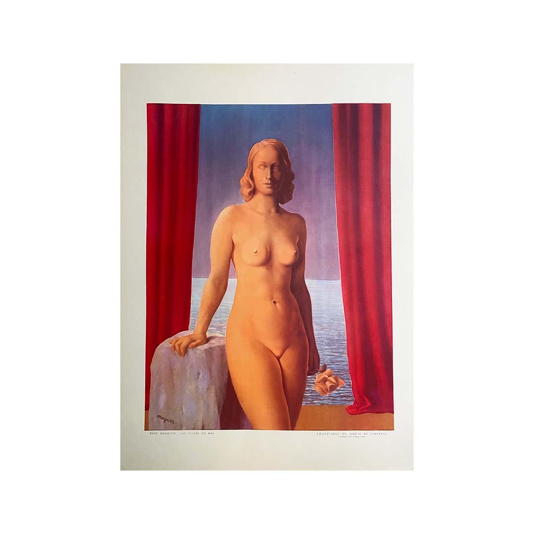 Sehr schönes Poster von René Magritte mit dem Titel Les Fleurs du Mal, herausgegeben von der Sammlung des Jardin de l'Infante. René François Ghislain Magritte war ein belgischer surrealistischer Künstler, der für seine witzigen und nachdenklichen