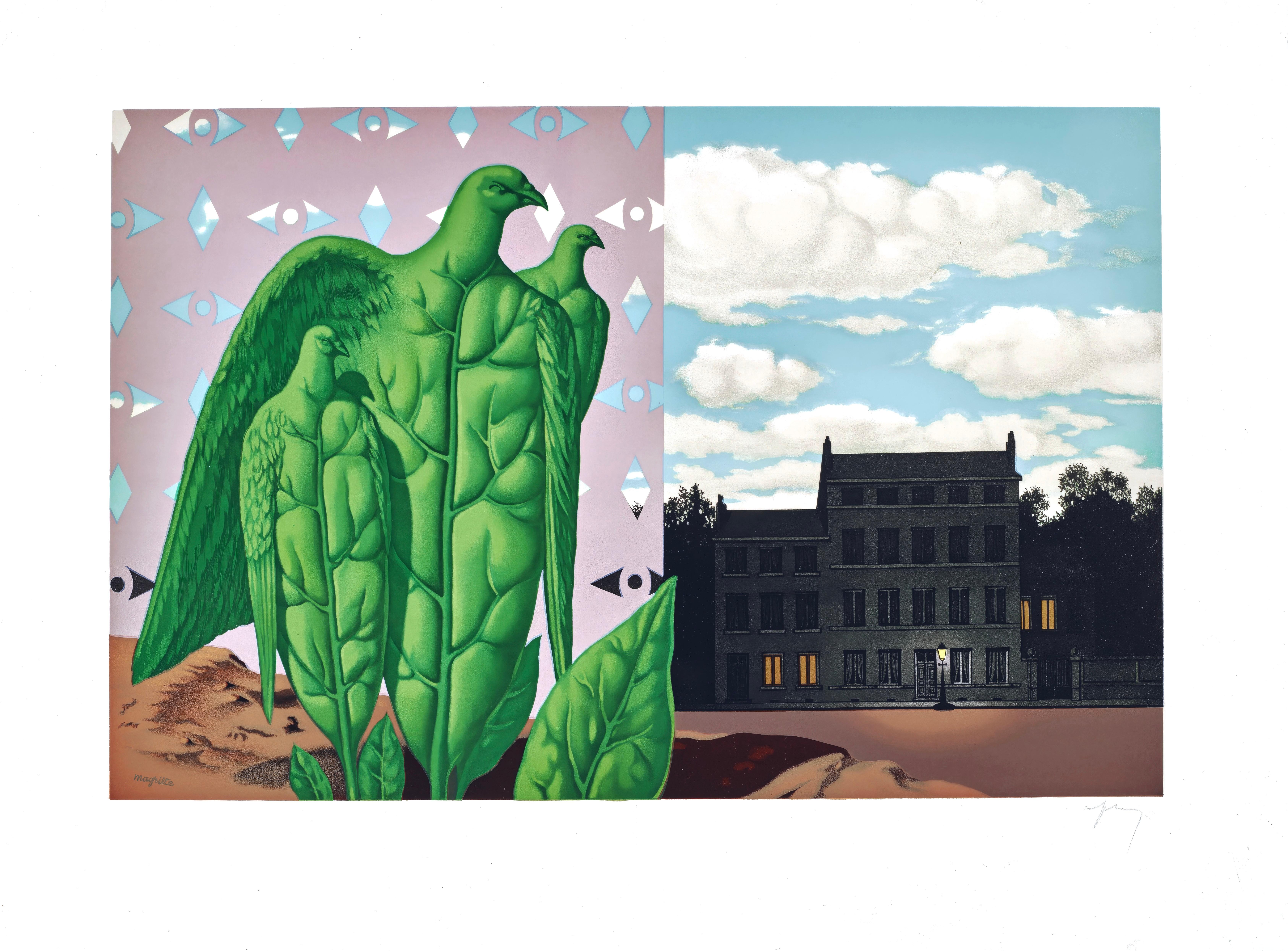 René Magritte Landscape Print - Composition, Les Enfants Trouves de Magritte, Rene Magritte (after)