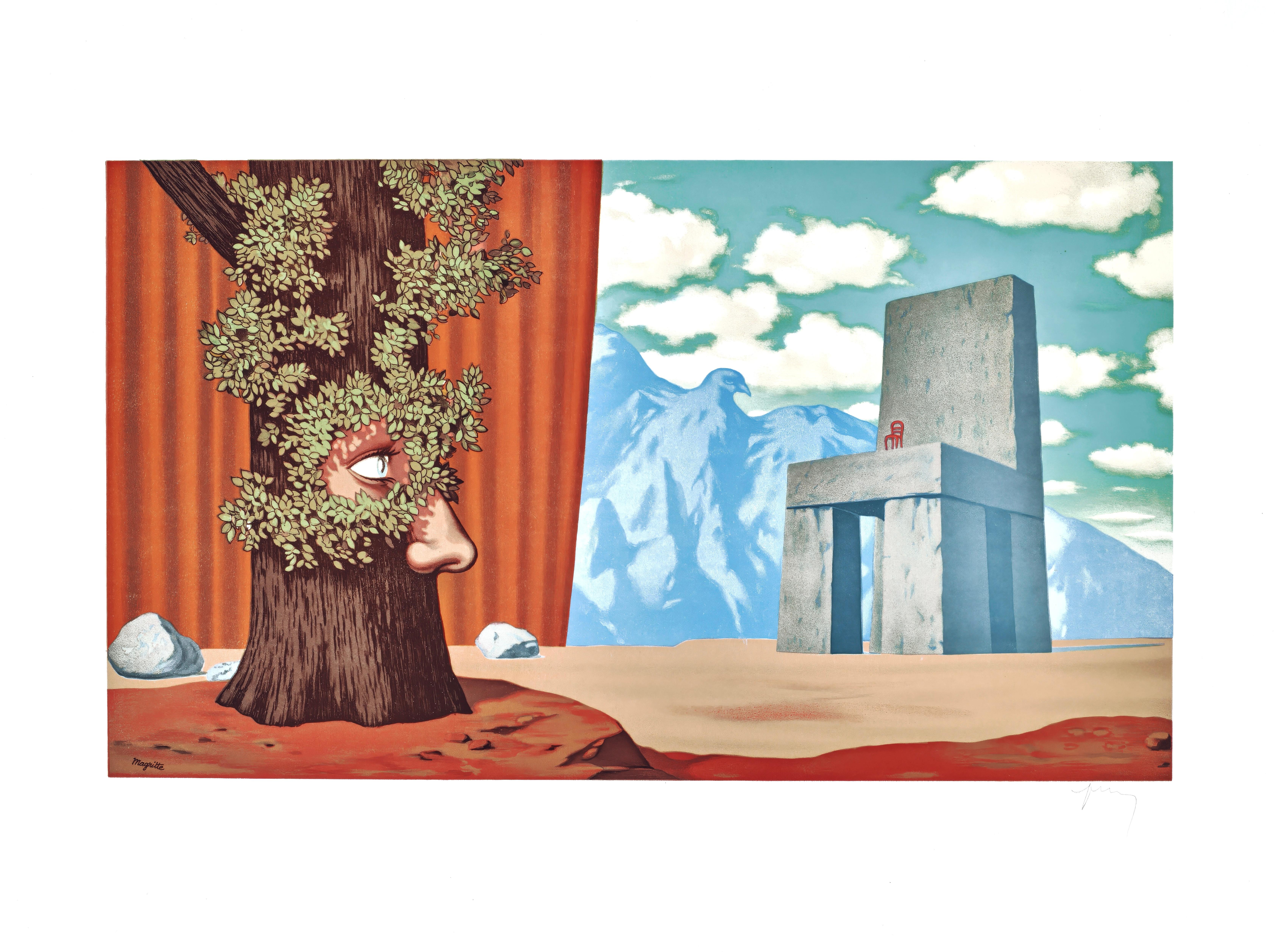 René Magritte Landscape Print - Composition, Les Enfants Trouves de Magritte, Rene Magritte (after)
